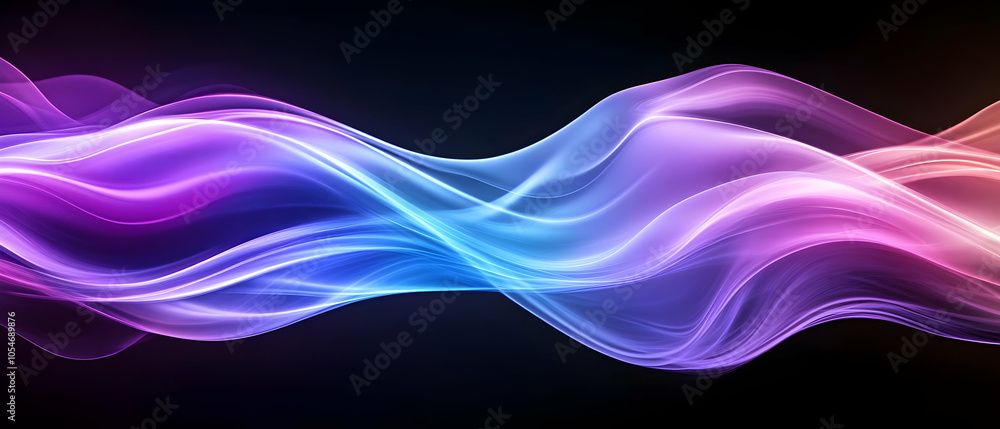 Aufkleber colorful abstract wave design with flowing lines, on a dark background.