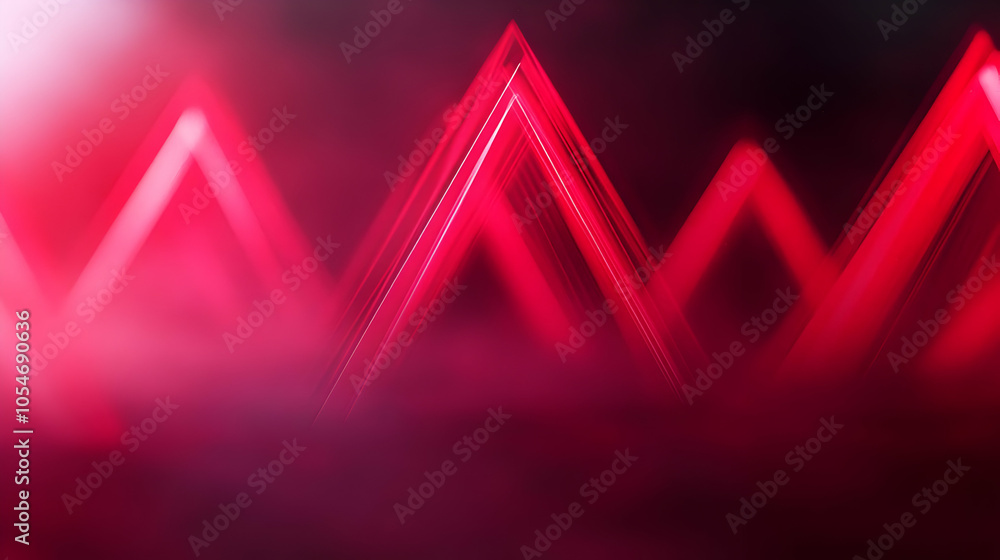 Poster abstract red zigzag shapes in a misty background, creating a modern and artistic atmosphere.