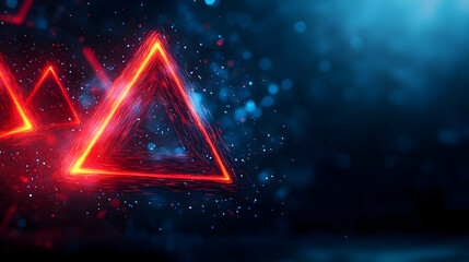 Abstract illustration of glowing red triangles on a dark, sparkling background.