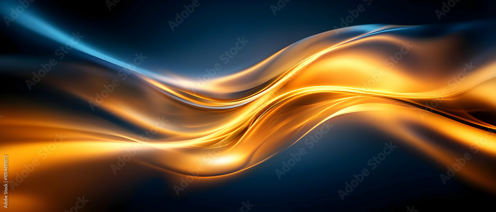 Poster abstract flowing waves of orange and blue, creating a smooth, dynamic visual effect, ideal for backg