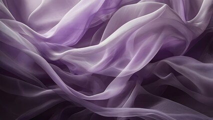 Obraz premium Contemporary 3D rendering features airy silk and organza, layers with smooth waves in tones of purple, and lavender creating an ethereal feel. Abstract curves for Wallpaper, backdrop, texture
