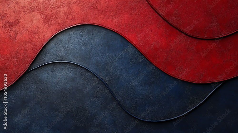 Poster abstract background with red and blue wavy lines.