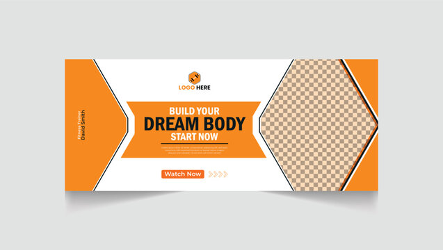 Gym, fitness social media post and web banner template design