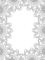 All these designs are hand-drawn and unique 
Flower Border is a Beautiful black and white illustration for aadult coloring book,
This is a printable Beautiful Zentangle Coloring page for KDP Interior,