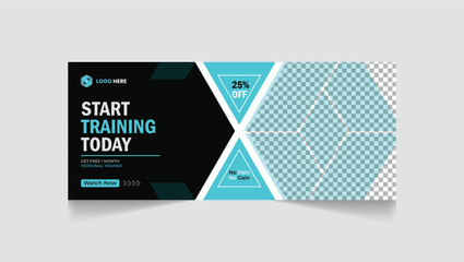 Gym, fitness social media post and web banner template design