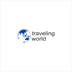 Airplane flying around the world . Around the world travelling by plane, airplane trip in various country. Planet Earth. Travel and tourism template