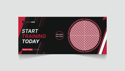 Gym, fitness social media post and web banner template design