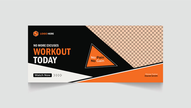 Gym, fitness social media post and web banner template design
