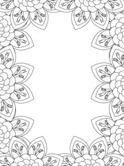 All these designs are hand-drawn and unique 
Flower Border is a Beautiful black and white illustration for aadult coloring book,
This is a printable Beautiful Zentangle Coloring page for KDP Interior,