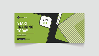 Gym, fitness social media post and web banner template design