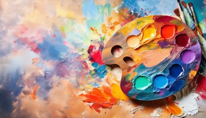 アートパレットの色彩とキャンバス質感が作り出す、心に響くクリエイティブな風景