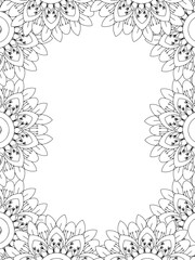 All these designs are hand-drawn and unique 
Flower Border is a Beautiful black and white illustration for aadult coloring book,
This is a printable Beautiful Zentangle Coloring page for KDP Interior,