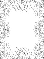 All these designs are hand-drawn and unique 
Flower Border is a Beautiful black and white illustration for aadult coloring book,
This is a printable Beautiful Zentangle Coloring page for KDP Interior,
