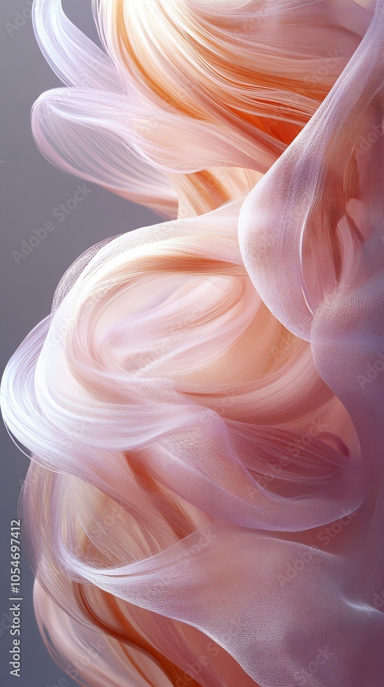 Poster Abstract image of flowing pink and orange fabric creating a swirling pattern.