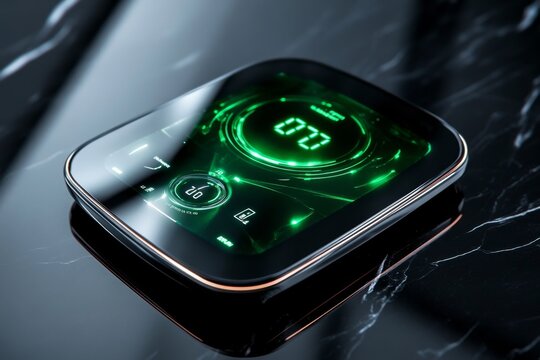 Minimalist icon of a digital scale with clean lines and clear numbers, capturing the accuracy in a sleek style, symbolizing technology and precision