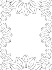 All these designs are hand-drawn and unique 
Flower Border is a Beautiful black and white illustration for aadult coloring book,
This is a printable Beautiful Zentangle Coloring page for KDP Interior,