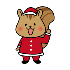 サンタの衣装を着たリス