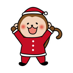 サンタの衣装を着た猿