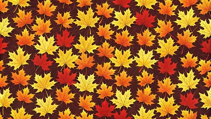 Seamless autumn pattern with colorful maple leaves