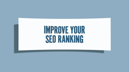 Improve your SEO Ranking. A card isolated on blue background.