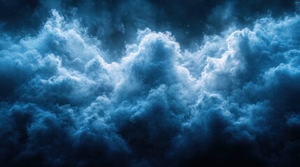 Obraz premium A Starry Night Sky Covered with Puffy Blue Clouds