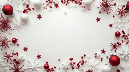Fototapeta premium Christmas Decorations: A Red and White Festive Frame