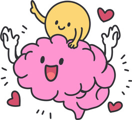 Radiant Mind Happy Brain Journey Illustration. Ideal for promoting mental health awareness, mindfulness training, or wellness initiatives.