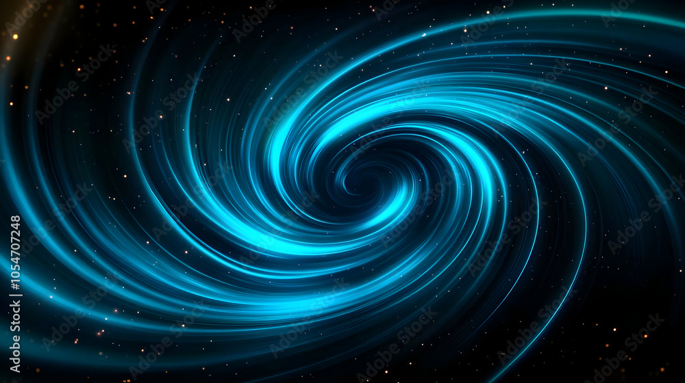 Poster cosmic swirling patterns of blue light against a dark, starry background, creating a mesmerizing spa