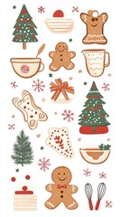 Fototapeta premium Christmas Baking Supplies Illustration