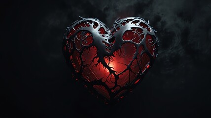 heart on a dark background as a symbol of heartache
