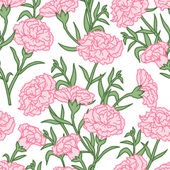 Soft Pink Fresh Spring Carnation Flower Pattern. Delicate and nature-inspired design perfect for various creative projects.