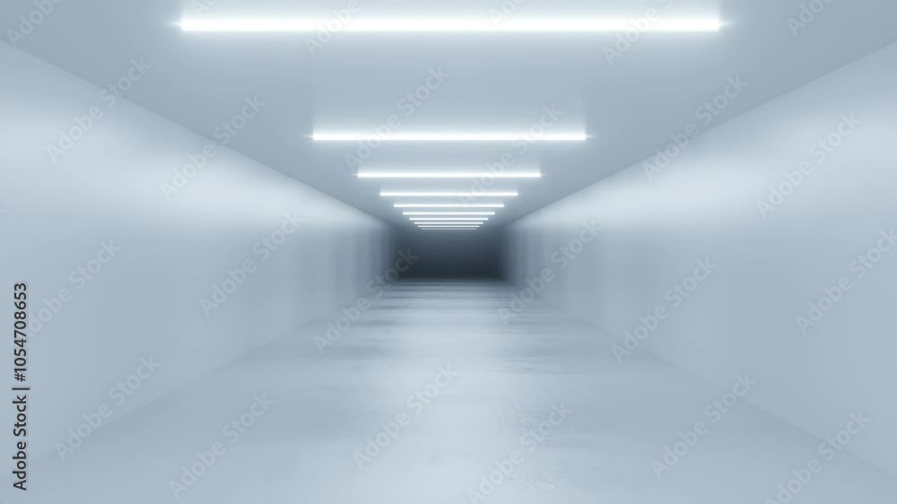 Poster illuminated empty corridor looping seamless 3 render animation