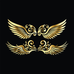 Elegant Gold Wing Frames: Vintage Angel & Cupid Silhouette Icon Collection
