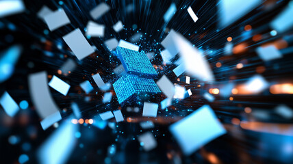 Artificial Intelligence in Document Analysis, the role of artificial intelligence in document analysis with an image portraying machine learning algorithms extracting data from unstructured documents