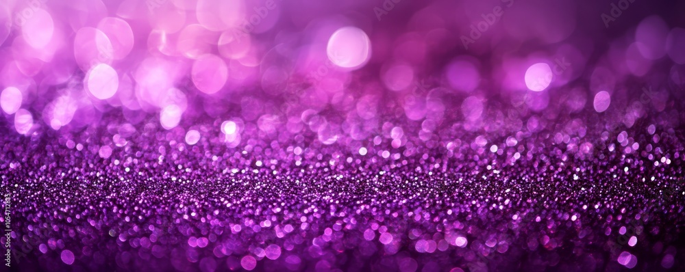 Poster Purple glittering background with bokeh effect, abstract festive concept