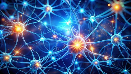 Fototapeta premium Interconnected glowing neurons representing brilliant thought, neurons, interconnected, glowing, brilliance, thought