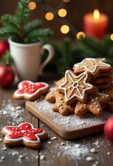 Delightful Gingerbread Cookies in a Rustic Christmas Setting: A 3D Illustration Perfect for Holiday Cheer