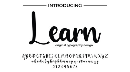 Learn Font Stylish brush painted an uppercase vector letters, alphabet, typeface