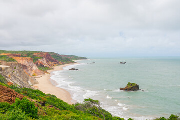 Fototapeta premium Top view of Tambaba beach in João Pessoa, Paraíba