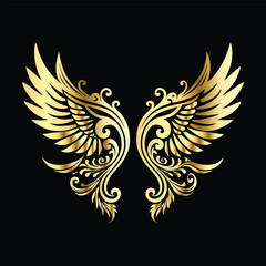 Royal Gold Wing Frames: Iconic Angel and Bird Wings in Decorative Silhouettes
