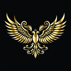 Royal Gold Wing Frames: Iconic Angel and Bird Wings in Decorative Silhouettes
