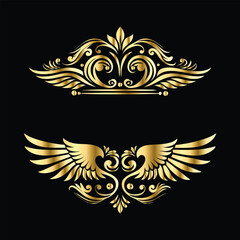Royal Gold Wing Frames: Iconic Angel and Bird Wings in Decorative Silhouettes
