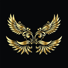 Royal Gold Wing Frames: Iconic Angel and Bird Wings in Decorative Silhouettes
