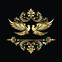 Royal Gold Wing Frames: Iconic Angel and Bird Wings in Decorative Silhouettes
