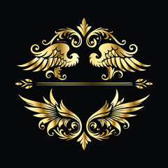 Elegant Gold Wing Frames: Vintage Angel & Cupid Silhouette Icon Collection
