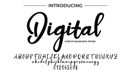 Digital Font Stylish brush painted an uppercase vector letters, alphabet, typeface