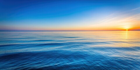 Obraz premium Minimalistic view of Pacific blue ocean at sunrise, conveying peace and tranquility, ocean, blue, Pacific, peaceful, tranquil