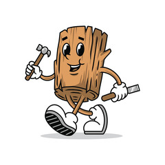 Cute wood mascot vector
