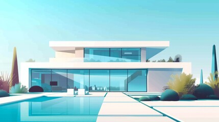 Fototapeta premium Modern Futuristic Architecture with Clean Lines and Space