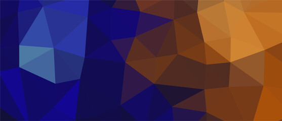 Obraz premium Abstract geometric background with blue and orange colors in a low poly style.